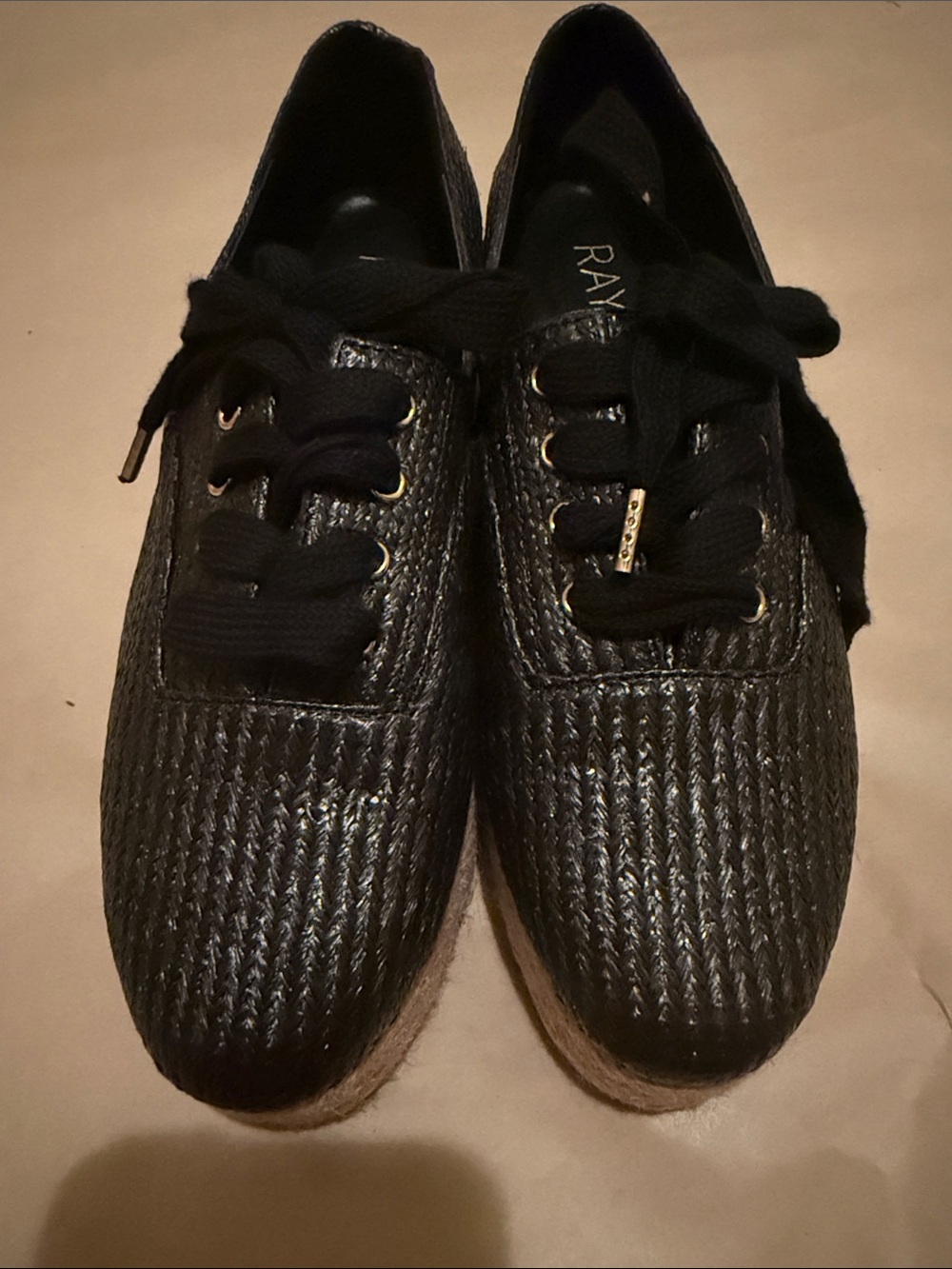 RAYE Black Woven Espadrille Sneakers with Jute Platform